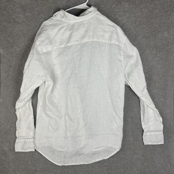 Cubavera Shirt Mens Large White 100% Linen Band Collar Long Sleeve Embroidered - Picture 9 of 10